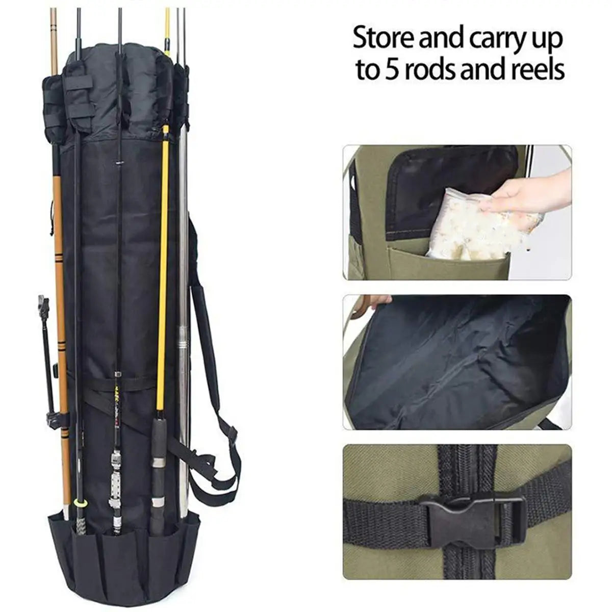 Portable Fishing Rod Storage Bag, Waterproof Canvas Travel Case, Durable Fishing Gear Organizer Box, Ideal for Outdoor Activitie Peaceful Pleasures Health and Wellness