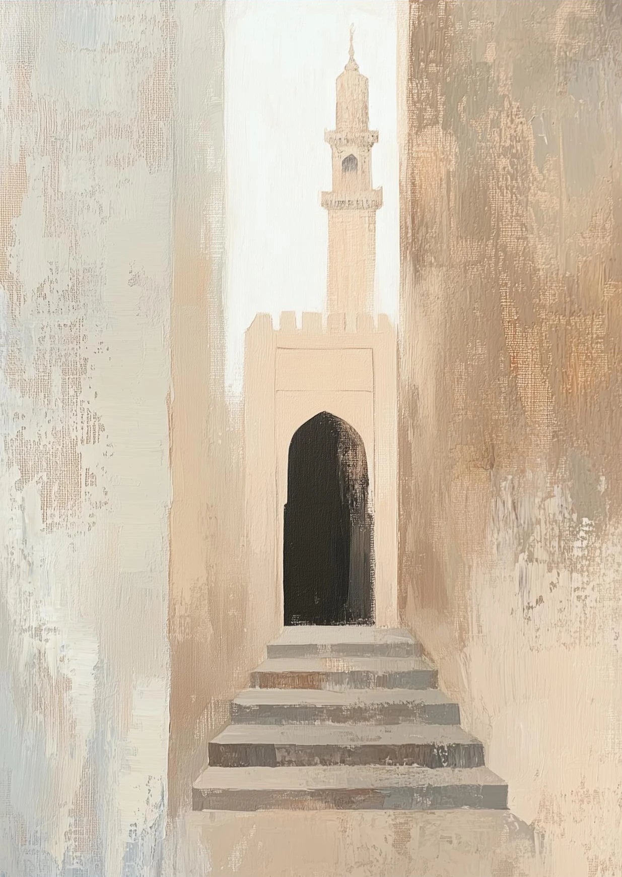 Islamic Mosque Archway Canvas Poster | Minimalist Beige Wall Art Canvas Wall Art Peaceful Pleasures Health and Wellness