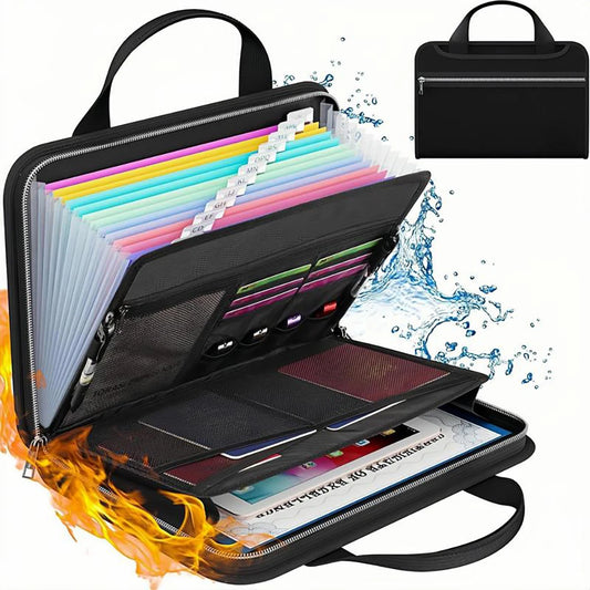 Large Capacity Fireproof Waterproof Document Bag Document Safe Storage Bag With Zipper Handheld File Organiser For Business Peaceful Pleasures Health and Wellness