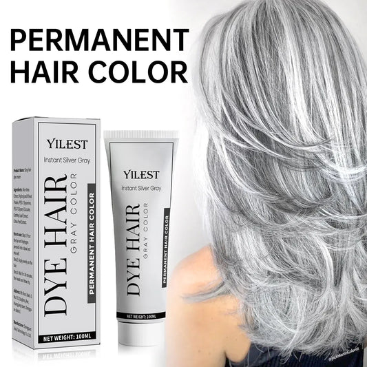 Smoky Silver Grey Hair Dye Cream 100ml - Quick Coloring, Long-Lasting & No Damage DIY Styling for Professional Look. Peaceful Pleasures Health and Wellness