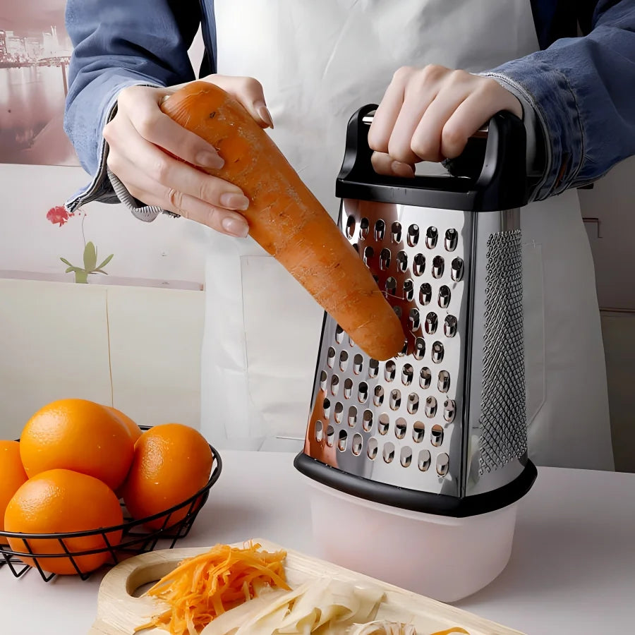 4-Sided Stainless Steel Box Grater with Container | Kitchen