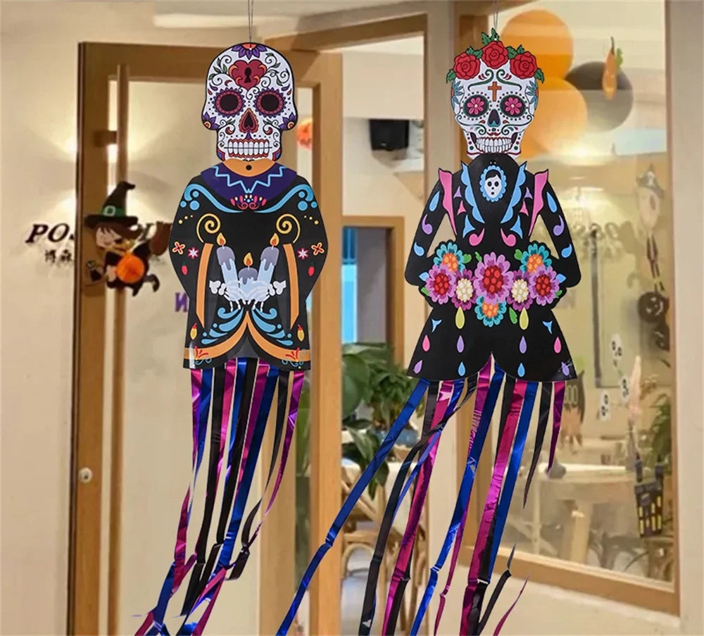 Day of the Dead Skeleton Couple Porch Hanging Flag 130×30cm