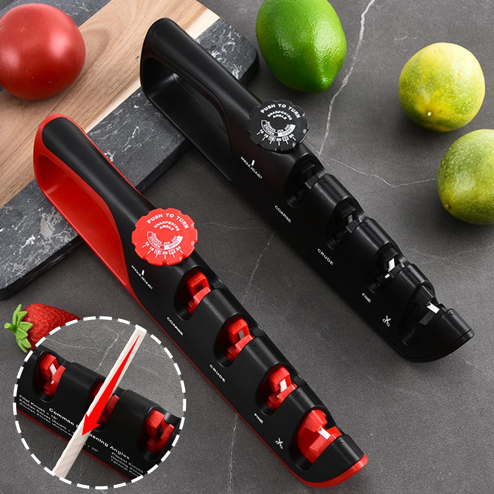 4-Stage Ceramic Pull-Through Multipurpose Knives Sharpener Manual Adjustables Angle Sharpener With Non Slip Grip For Kitchen ﻿ Peaceful Pleasures Health and Wellness