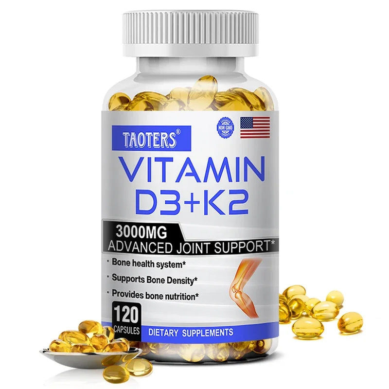 3000 mg Vitamin D3+K2 Health Supplement - Calcium Supplement for Bone Precision and Overall Health Peaceful Pleasures Health and Wellness 120 count-1 bottle
