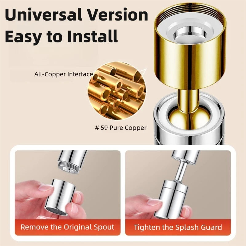 360°Universal Kitchen Faucet Anti-splash Aerator Bathroom Tap Rotatable Faucet 2 Mode Tap Nozzle Bubbler Kitchen Sink Faucet Peaceful Pleasures Health and Wellness
