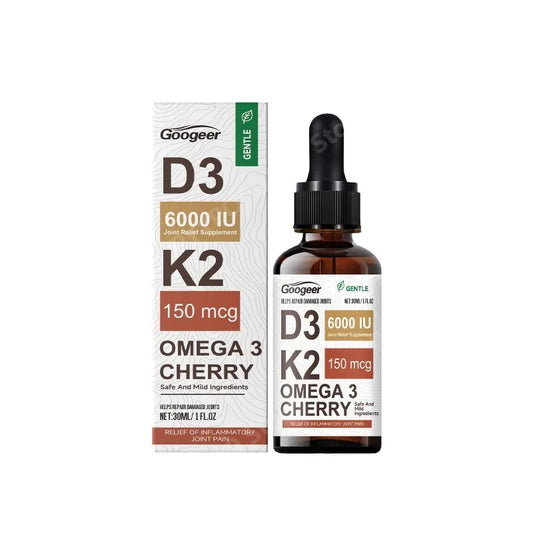 Googeer D3 6000 IU K2 150mcg Omega-3 Joint Support Drops 30ml Liquid Vitamin Drops Peaceful Pleasures Health and Wellness