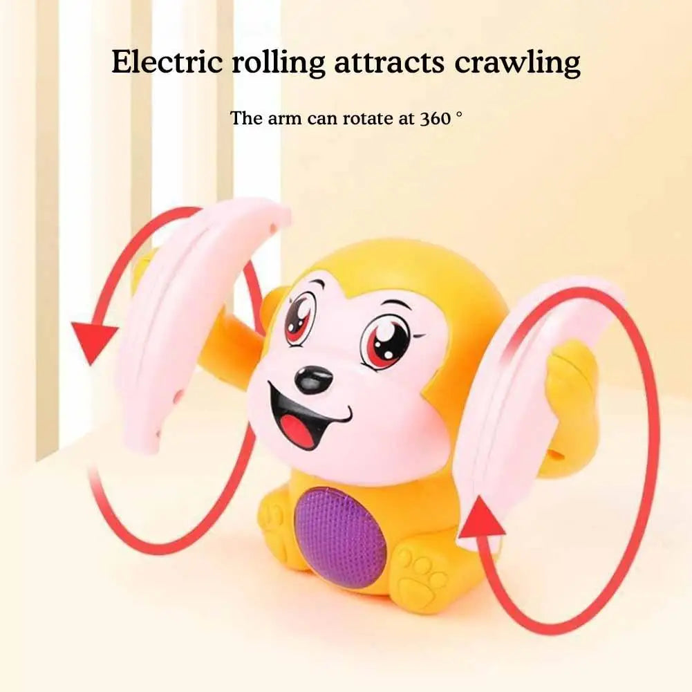 Electric Rolling Monkey Toy Interactive Rolling and Crawling Toy Made of Child-Safe Plastic Requires 3 AA Batteries Peaceful Pleasures Health and Wellness