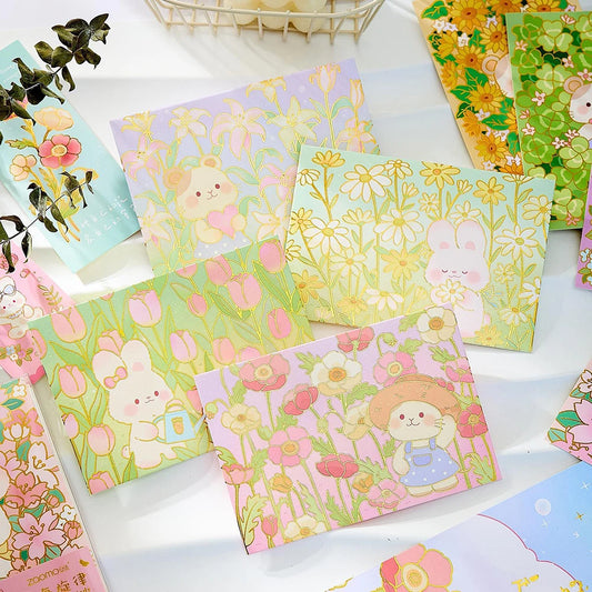 Flower Sea Melody Series Stamped Envelope Letter Beauty Sealing Peaceful Pleasures Health and Wellness