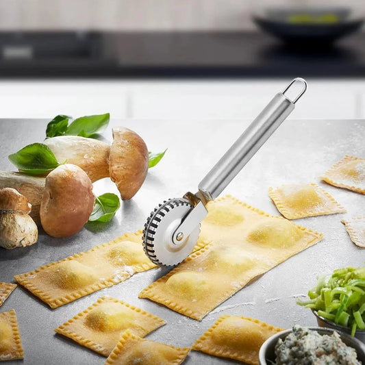 2-Piece Stainless Steel Ravioli Cutter & Pastry Crimper Wheel Pastry Cutter Set Peaceful Pleasures Health and Wellness