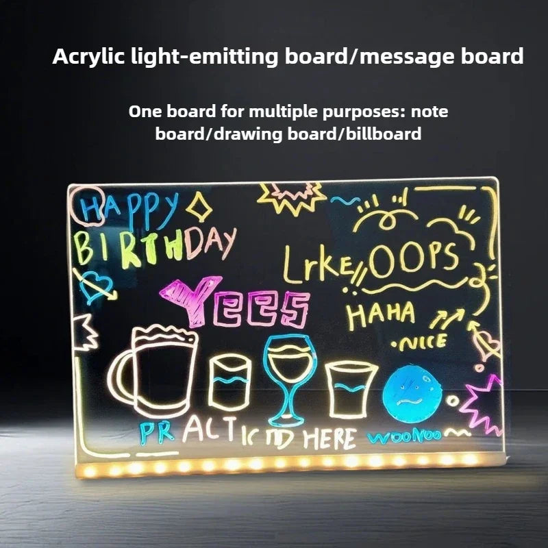 Large LED Message Board with Color Changing Light Acrylic Handwritten Billboard for Creative Stall Advertising and Night Light Peaceful Pleasures Health and Wellness