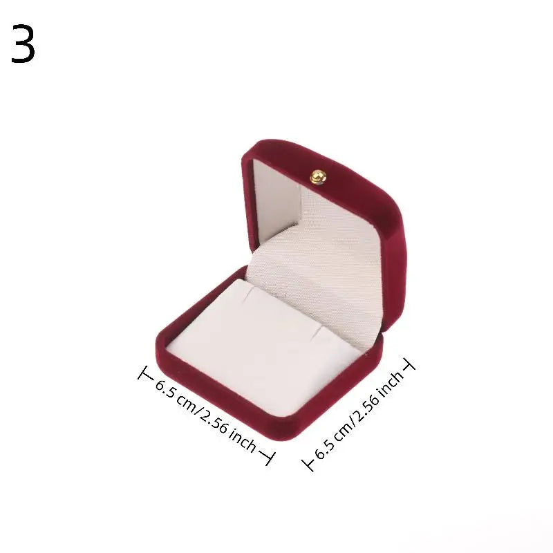 Red Flocking Gold Buckle Jewelry Box Pendant Ring Necklace Earring Bracelet Display Storage Box Packaging Box Wedding Rings Box Peaceful Pleasures Health and Wellness A3