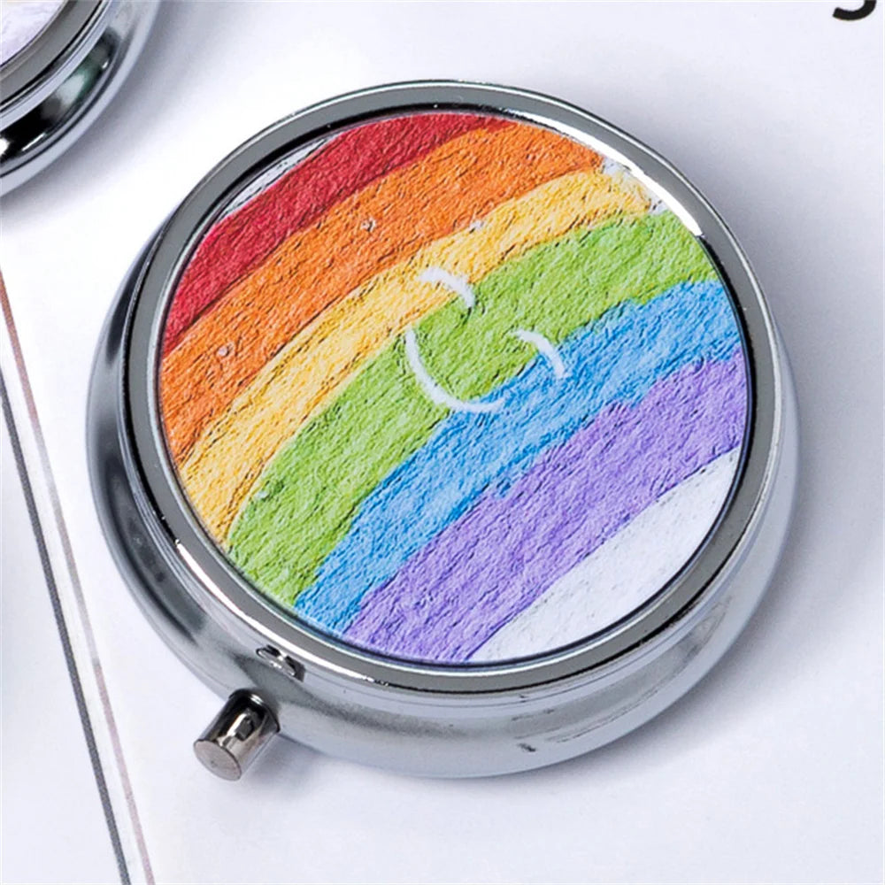 Portable 3 Cell Metal Pill Boxes Stainless Steel Round Pill Boxes Medicine Organizer Container Medicine Case Splitters Pill Box Peaceful Pleasures Health and Wellness