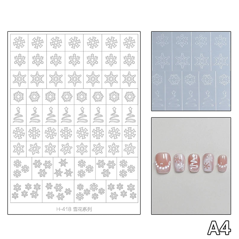 Airbrush Stencil For Nails Winter Snowflake Snow Tree Christmas Decors Hollow Nail Stickers Airbrush French Manicure Tips Peaceful Pleasures Health and Wellness A4