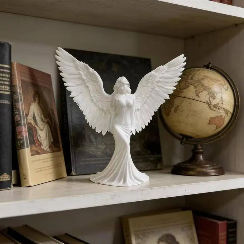 Pure White Angel Wings 3D Printed Goddess Decoration Ornament for Desk Office Home Meditation Gift Peaceful Pleasures Health and Wellness