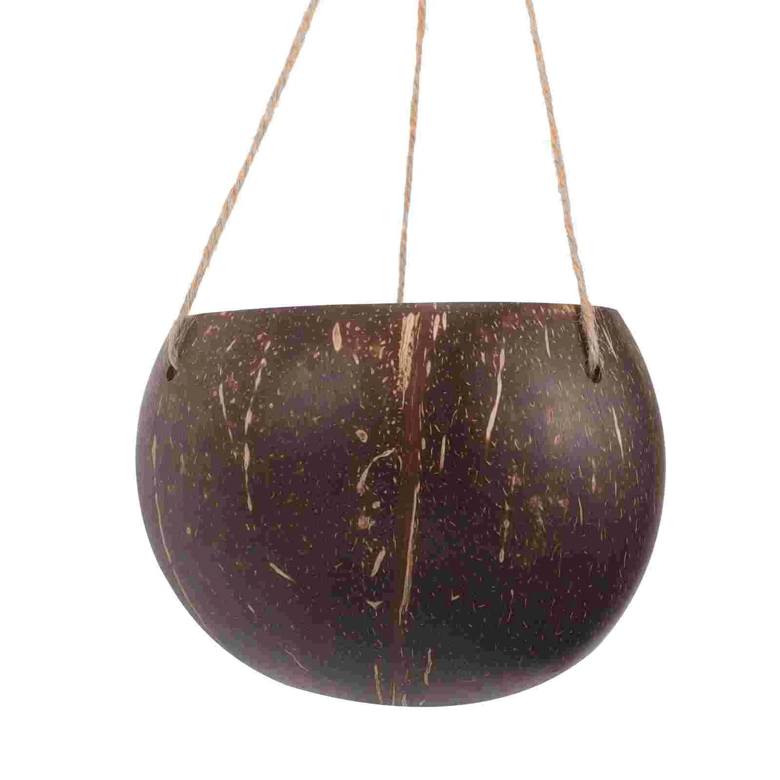 Large Hanging Planter Coconut Shell Flowerpot Wall Mounted Basket With Chain Flower Container Balcony Plant Holder Peaceful Pleasures Health and Wellness