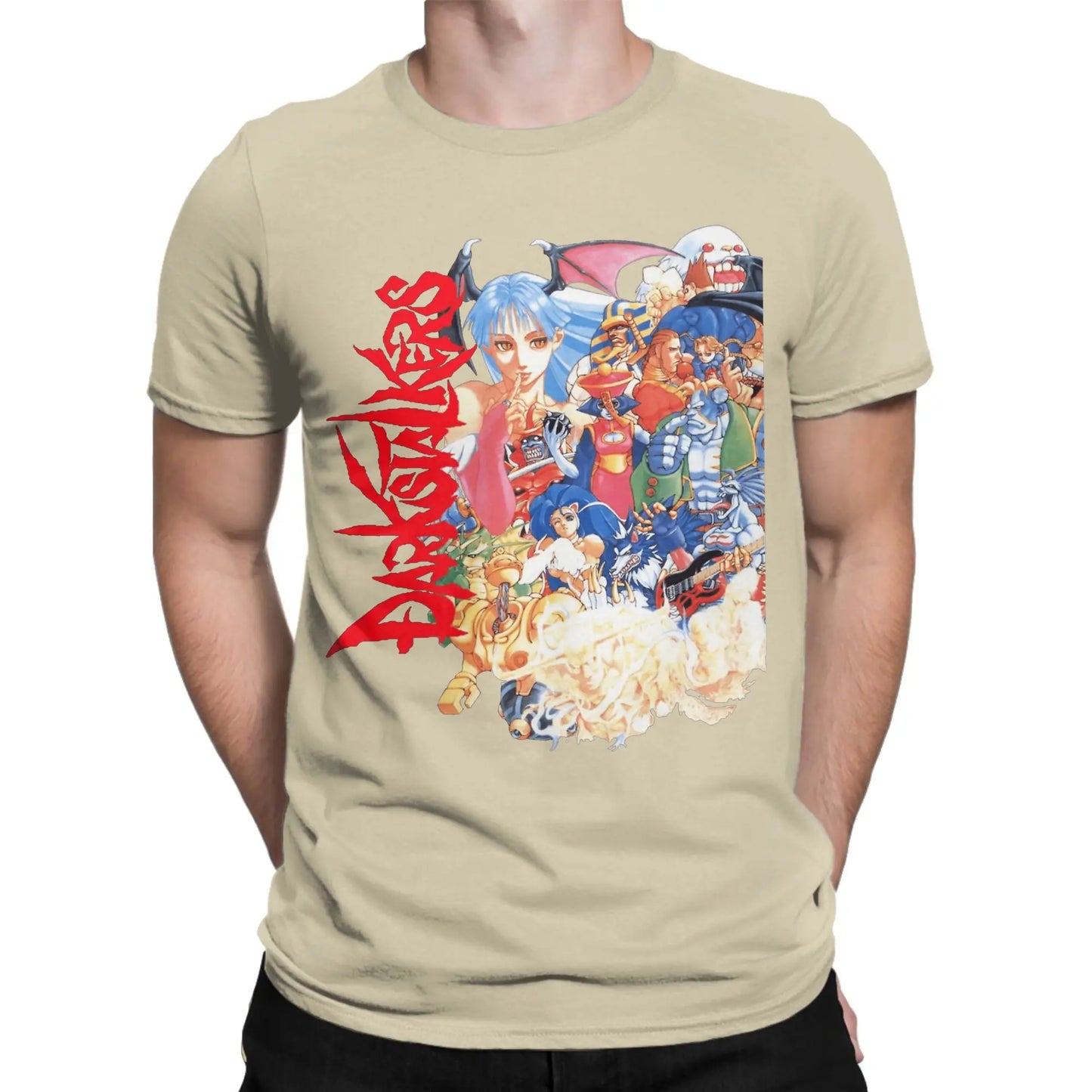 Men's T-Shirt Darkstalkers Humor 100% Cotton Tee Shirt Short Sleeve Characters T Shirt Round Collar Clothes Printed Peaceful Pleasures Health and Wellness