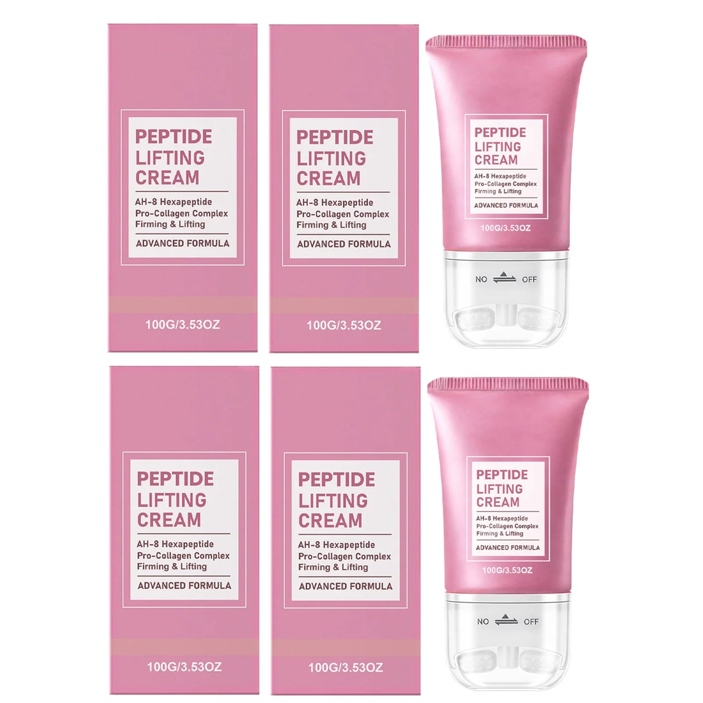 Neck Care Cream Firming & Lifting Skin Reduce Wrinkles Refreshing Texture Reducing Neck Wrinkles Roller Massage Easily Absorbed Peaceful Pleasures Health and Wellness 4 x 100g Boxed