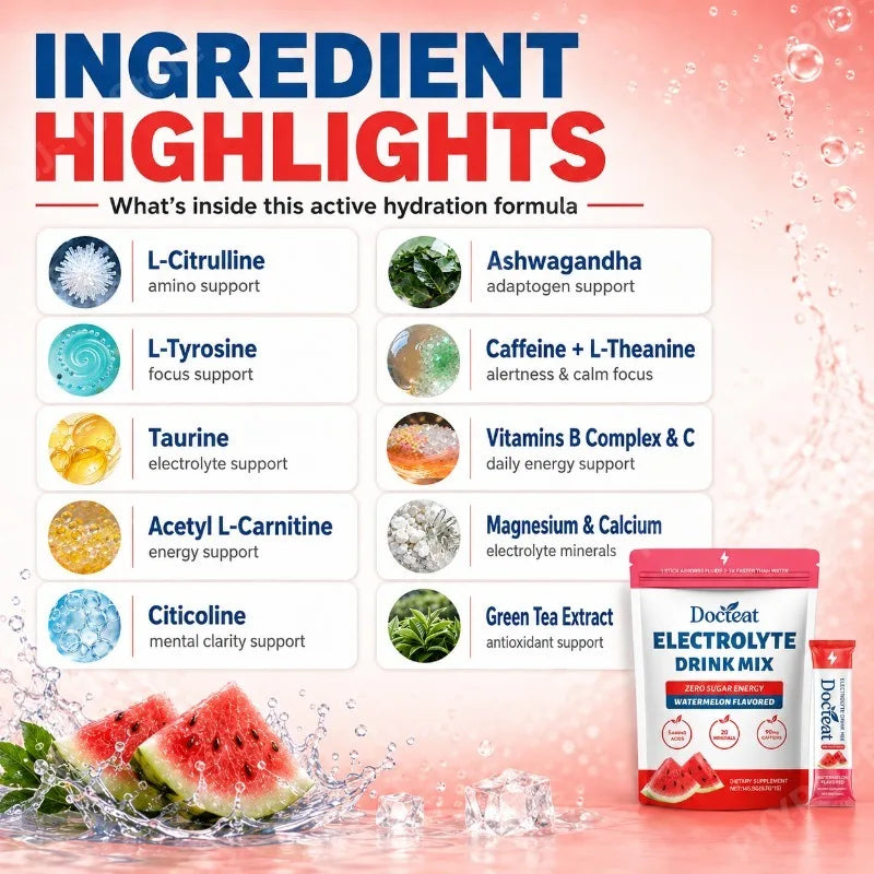 Zero Sugar Electrolyte Drink Mix Watermelon | 15 Sticks