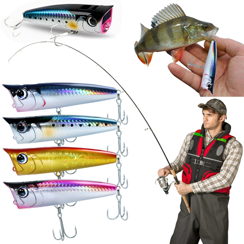 90mm 15g Popper Fishing Lure — 3D Eyes Floating Swimbait Fishing Lures Peaceful Pleasures Health and Wellness