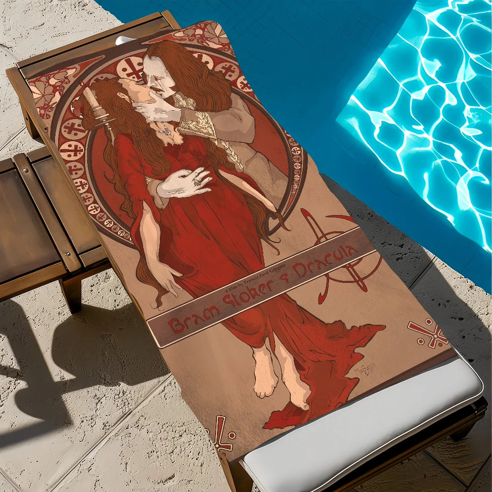Dracula Horror Movie Quick-Dry Beach Towel | Pool & Travel Gift Quick-Dry Beach Towel Peaceful Pleasures Health and Wellness z6 STJ70x140CM