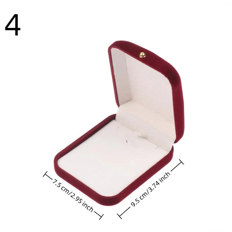 Red Flocking Gold Buckle Jewelry Box Pendant Ring Necklace Earring Bracelet Display Storage Box Packaging Box Wedding Rings Box Peaceful Pleasures Health and Wellness A4