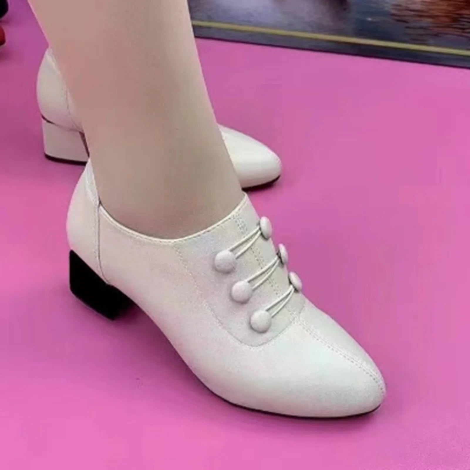 Woman Solid Casual Ankle Booties Women Low Heel Thick Sole Shoes Gift for Christmas Birthday New Year Peaceful Pleasures Health and Wellness
