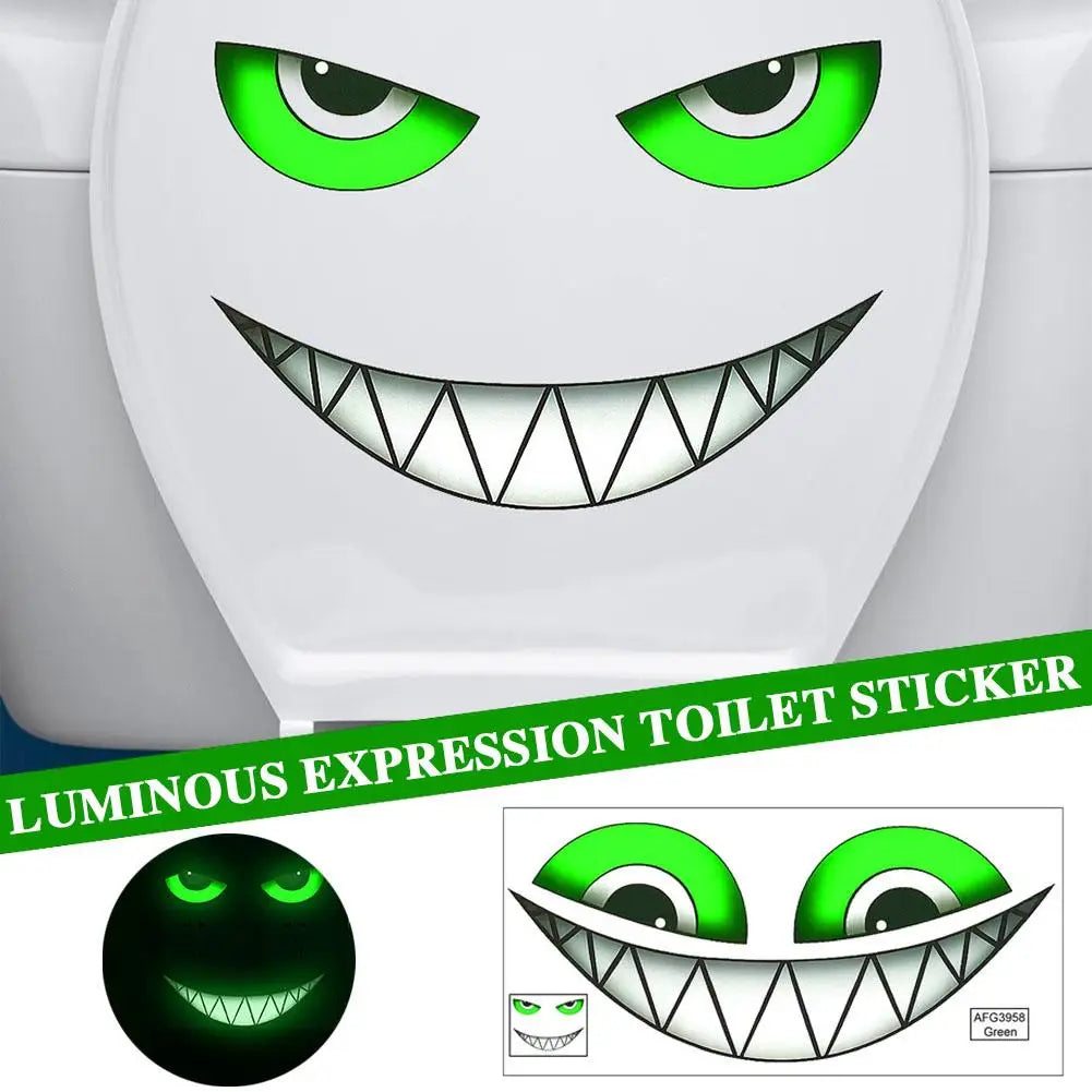 Creative Luminous Devil Eye Toilet Stickers Wall Decals For Home Bathroom Waterproof Humorous Decor Stickers Peaceful Pleasures Health and Wellness
