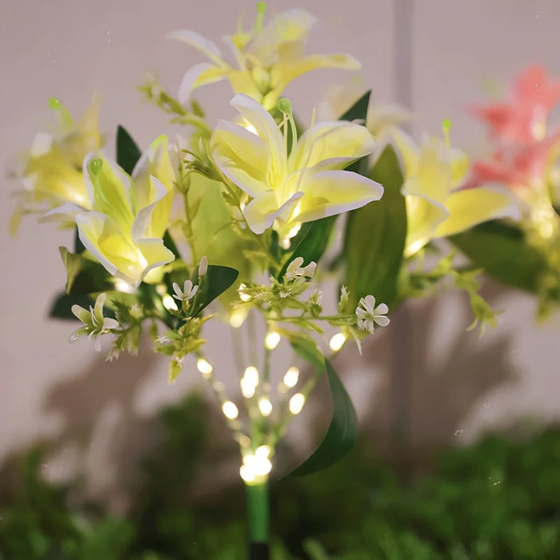 Solar LED Lily Flower Garden Stake Light | Outdoor Lawn Decor