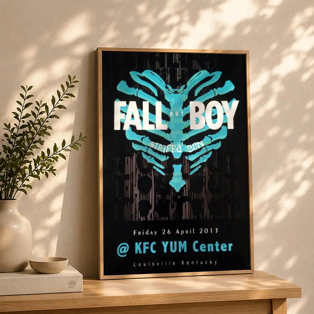 Band F-Fall Out BoyS Poster HD Self Adhesive Waterproof Wall Art Ideal for Home Office Dorm Bedroom Great Gift Peaceful Pleasures Health and Wellness White3 15X20cmNoframe
