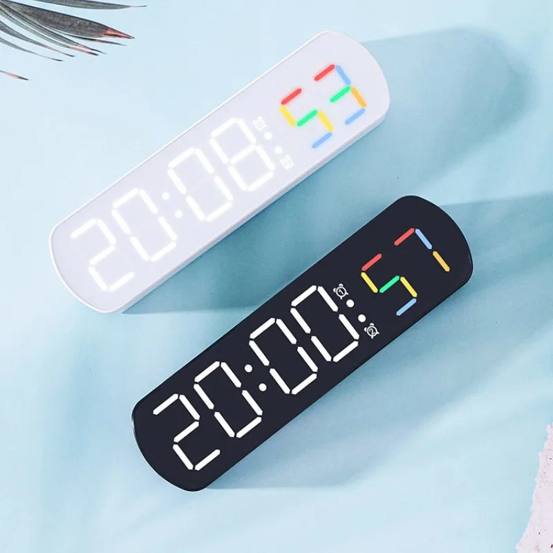 Modern LED Digital Alarm Clock – Voice Control, Jump Seconds