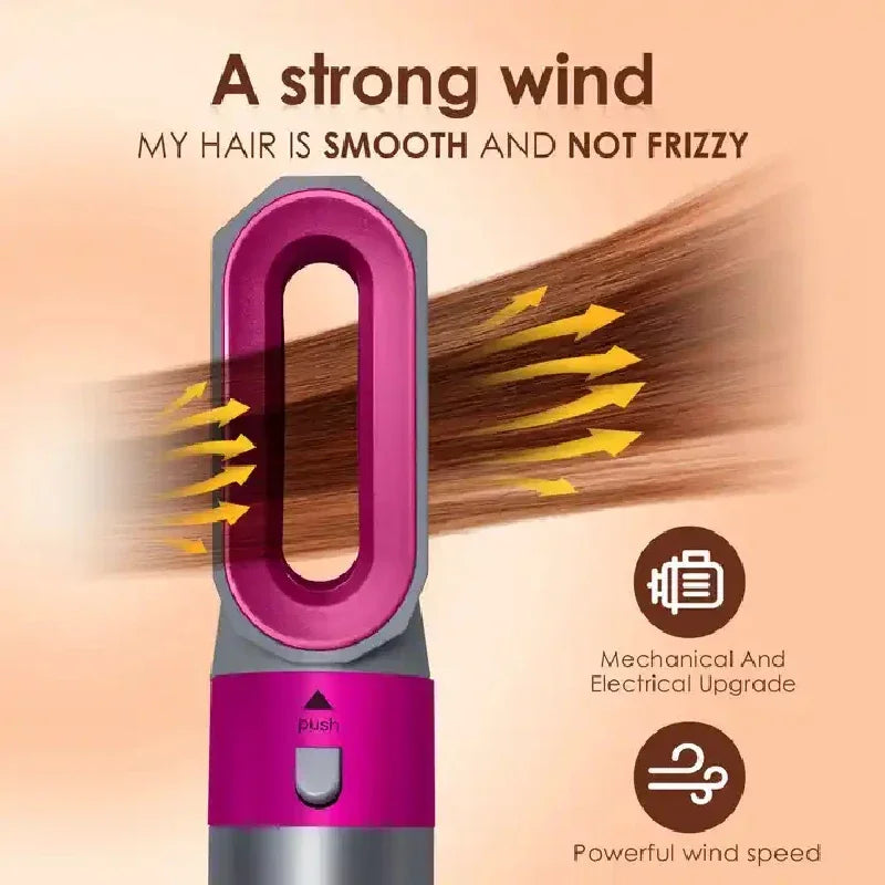 Hair Dryer 5-In-1 Electric Hair Comb Negative Ion Straight Curler Brush Blow Dryer Air Comb Removable Brush Kit Tool Peaceful Pleasures Health and Wellness