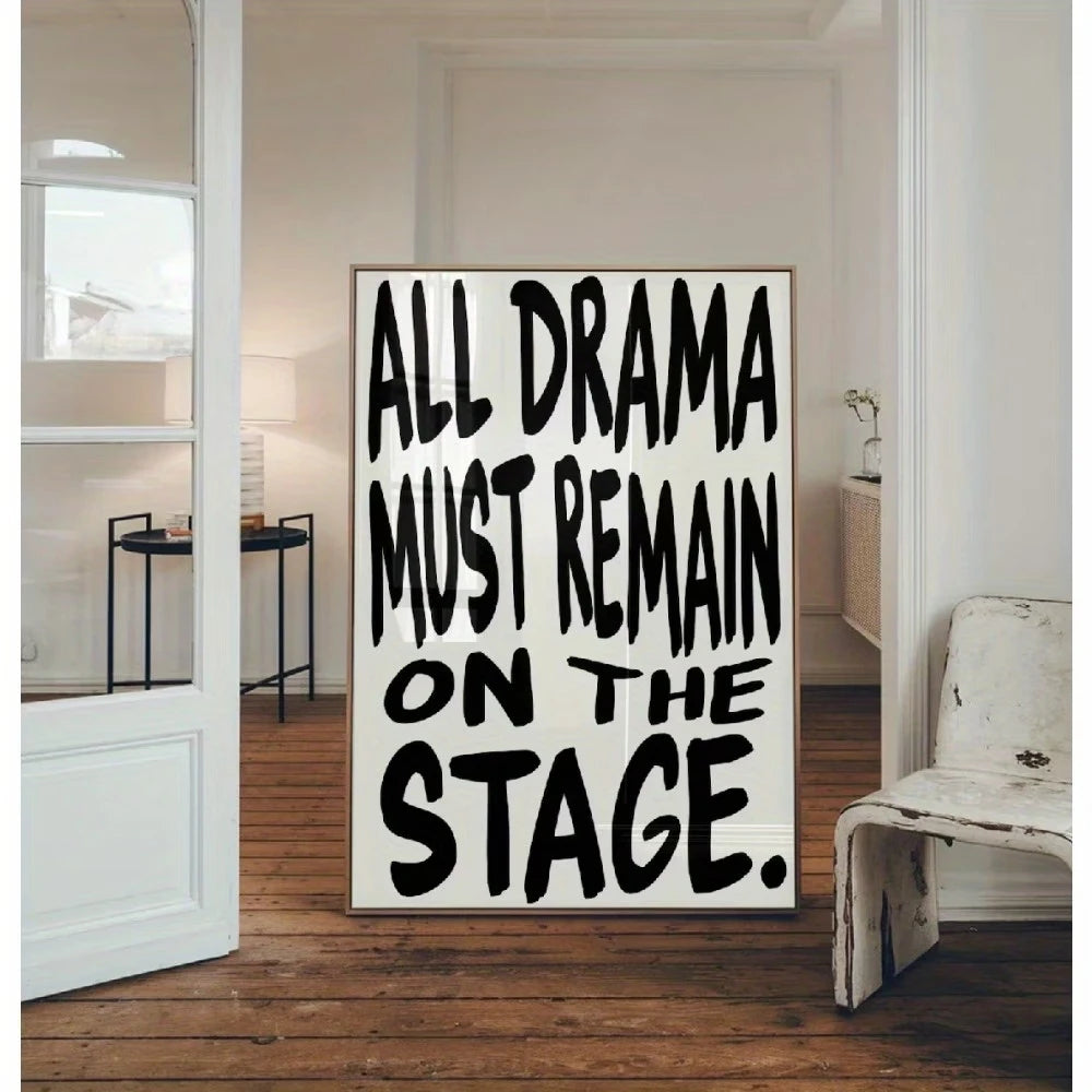 Theater Lover Quote Canvas Wall Art | Black Modern Poster