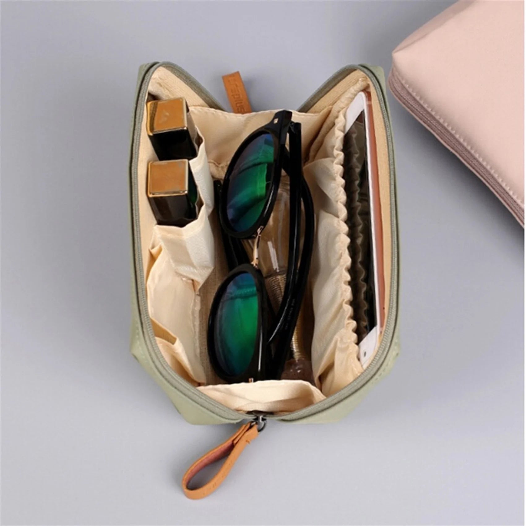 Folding Travel Cosmetic Bag for Women Multifunctional Toiletry Wash Pouch Simple Makeup Storage Organizer Beautician Kit Peaceful Pleasures Health and Wellness