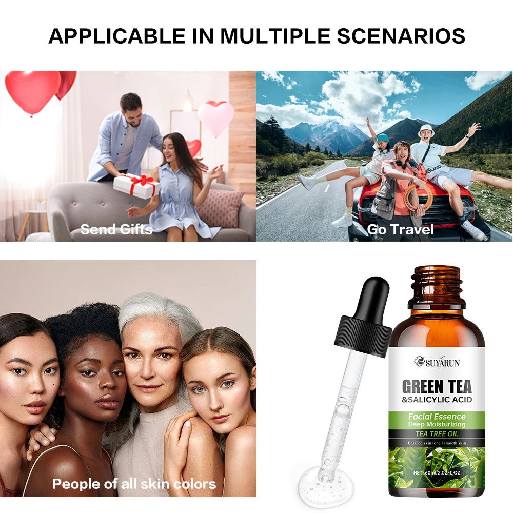 Contains salicylic acid and green tea to remove dark spots Moisturizing Repair Anti-aging Essence Facial Skin Care Peaceful Pleasures Health and Wellness