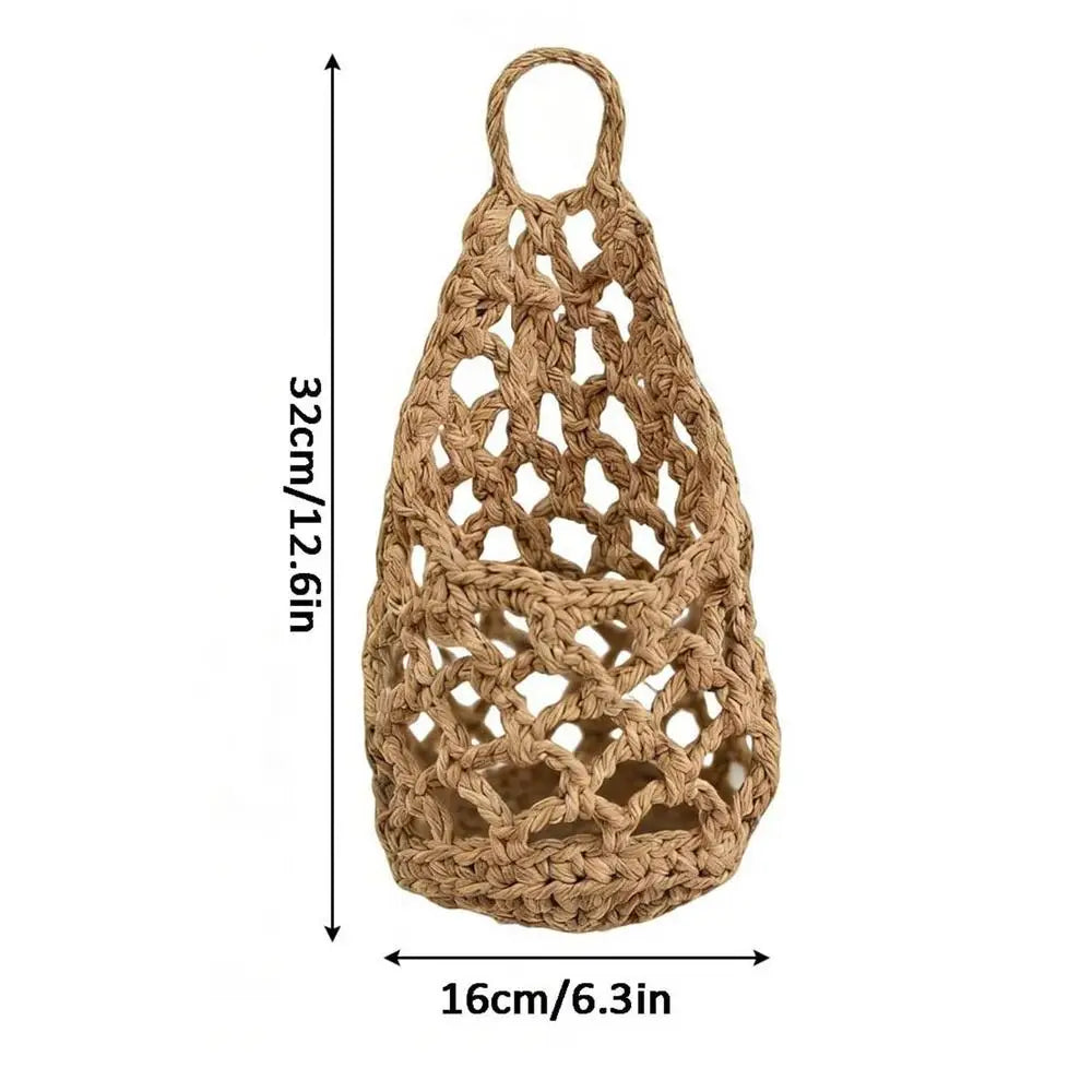 Boho Macrame Plant Hanger – Cotton Rope Woven Basket