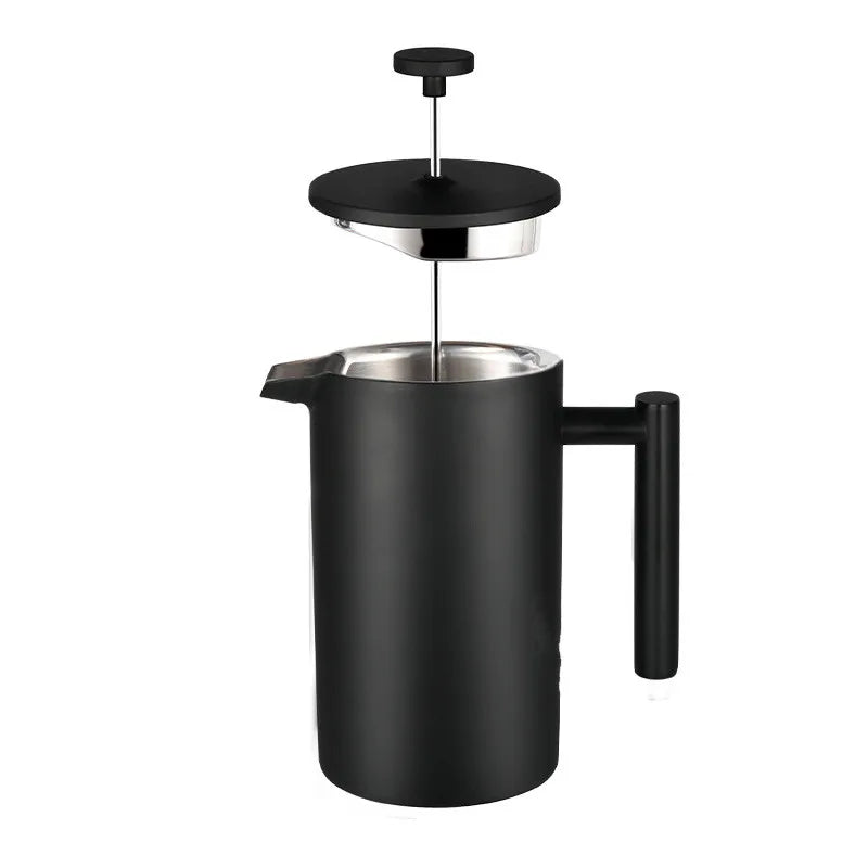 Black French Press Coffee Maker 304 Grade Stainless Steel Insulated Coffee Press with 2 Extra Screens 34oz (1 Litre) Peaceful Pleasures Health and Wellness
