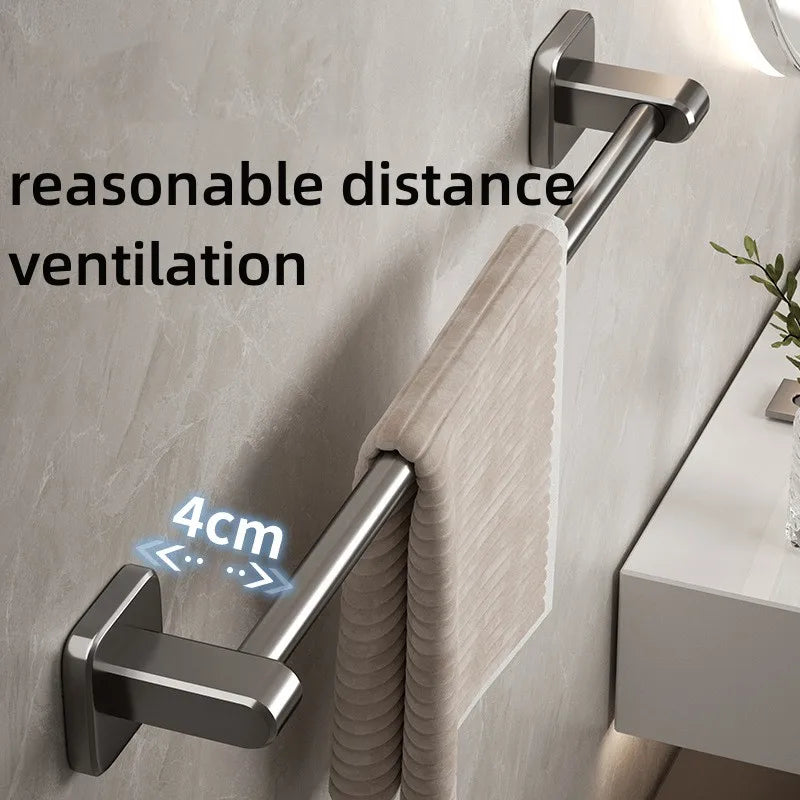 Self-Adhesive No-Drill Towel Bar | Wall-Mount Rack White & Black