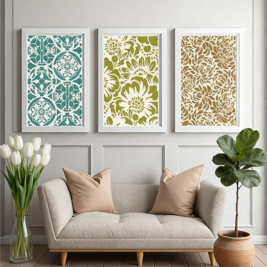 16/24Pcs Reusable Stencils Set, Abstract Texture Brick Pattern for Painting, Drawing, Card Making,Canvas, Furniture,Mixed Media Peaceful Pleasures Health and Wellness