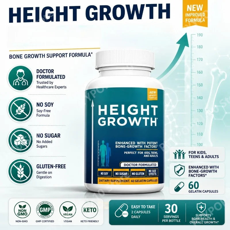 Height Growth Maximizer Capsules with Calcium | Made in USA
