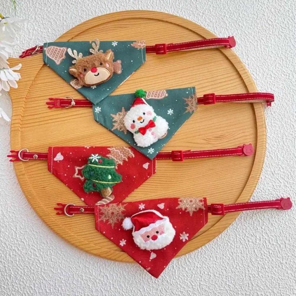 Adjustable Christmas Scarf For Dog Cat Saliva Towel Fashionable Neck Scarf Ring Triangle Bib Neckerchief Pet Supplies Peaceful Pleasures Health and Wellness