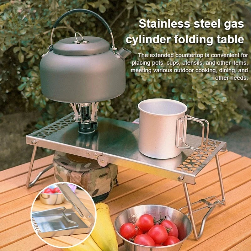 Outdoor Portable Mini Tea Table Stainless Steel Splicing Folding Barbecue Table Multifunctional Camping Grill Tea Dual Use Table Peaceful Pleasures Health and Wellness