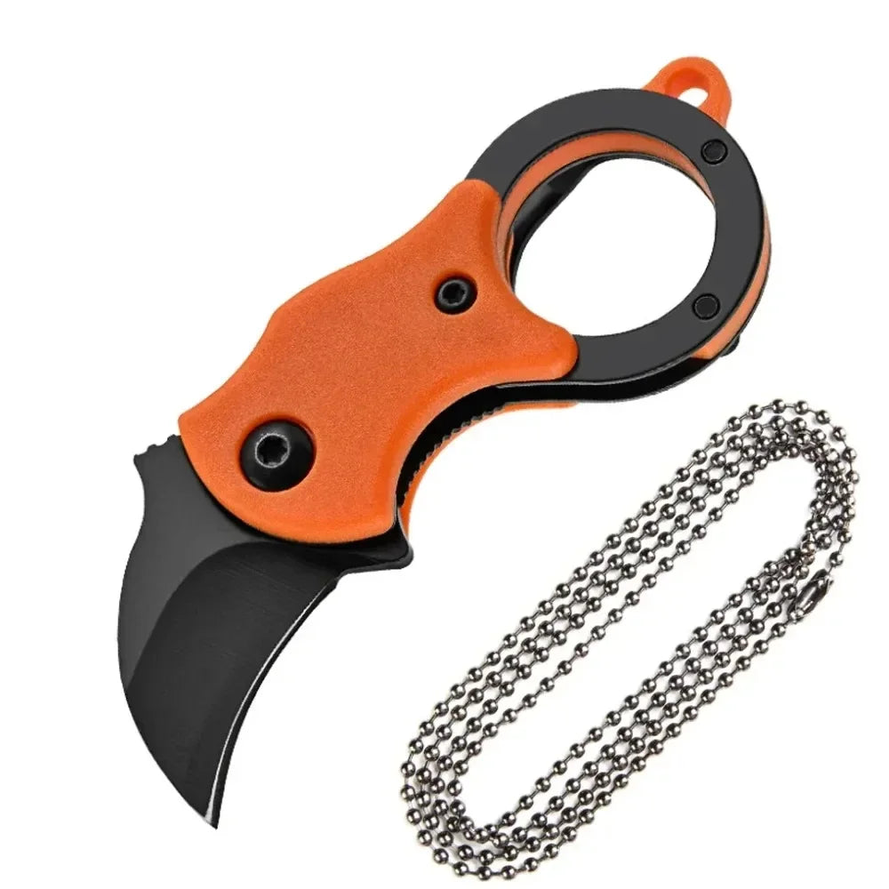 1pcs NEW Mini Keychain Pocket Knife Stainless Steel Camping Small Mini Portable Knife Peeler Fixed Blade Multi EDC Tool with Cha Peaceful Pleasures Health and Wellness orange