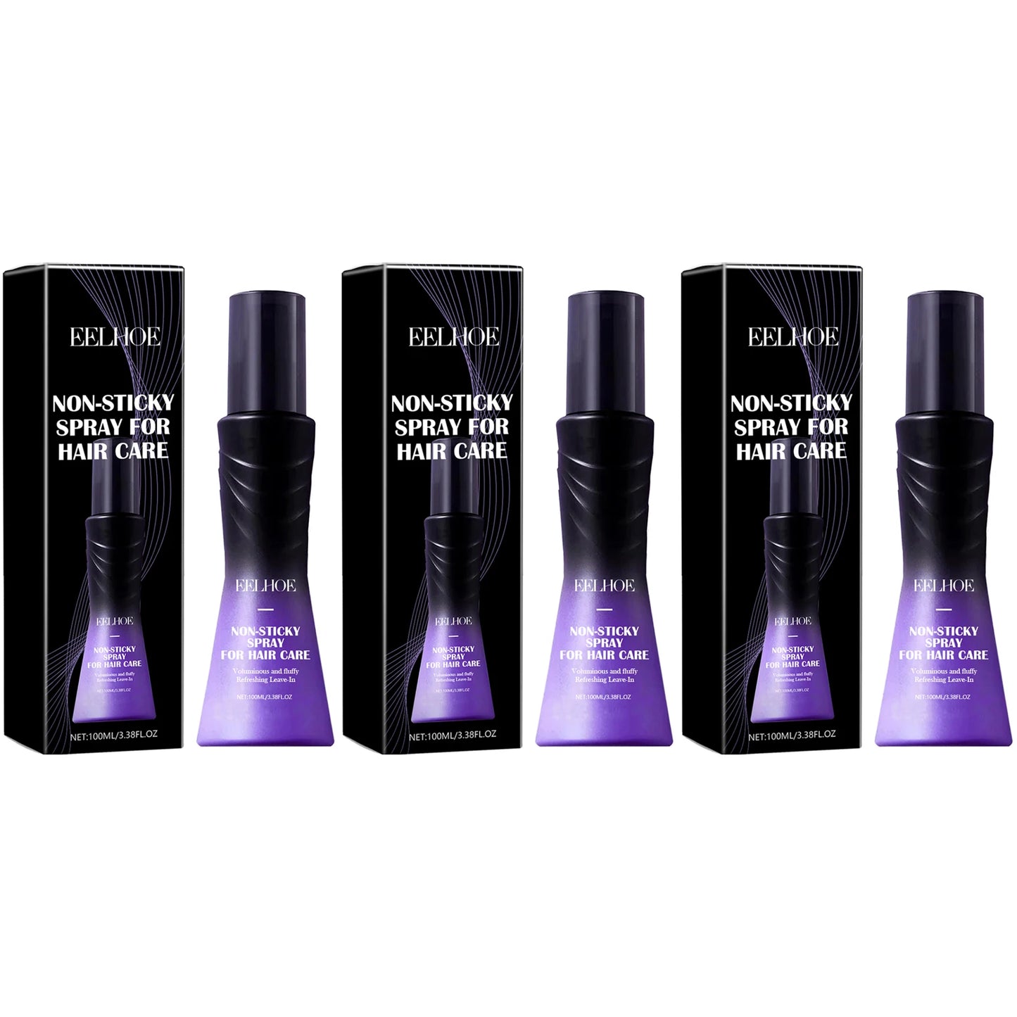 EELHOE Moisturizing Hair Spray – Fluffy, Non-Sticky 100ml Leave-In Hair Spray Peaceful Pleasures Health and Wellness 3 x100ml Boxed