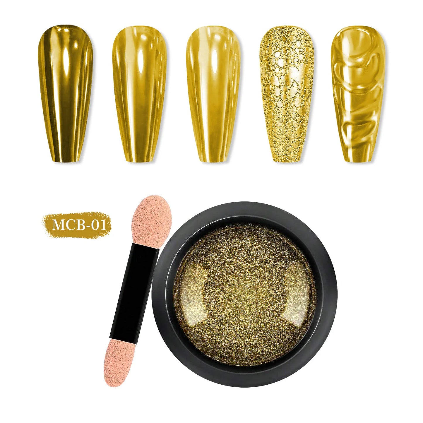 1pcs Nail Glitter Metallic Rubbing Dust Gel Polish Pigment Shinning Metal Manicure Decor Magic Mirror Powder Gold Silver Chrome Peaceful Pleasures Health and Wellness 2Pcs golden
