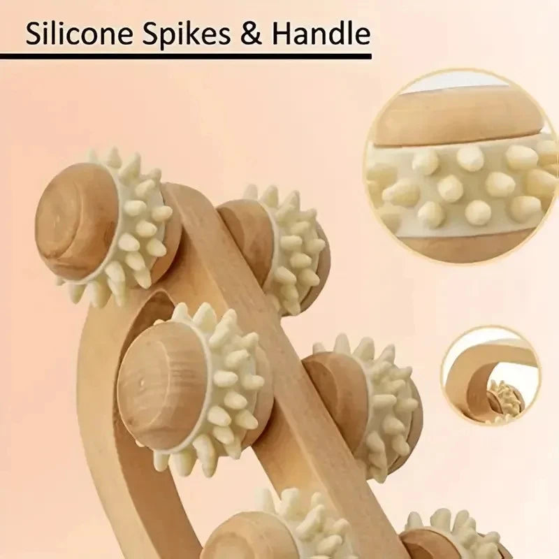 Wooden Massage Roller Tool | Manual Wood Massager for Neck & Back