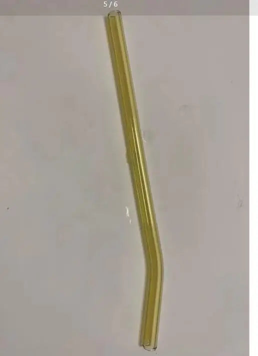 Colorful Glass Drinking Straws Easy to Clean Transparent Glass Straws for Smoothies Milkshakes Juices Teas Peaceful Pleasures Health and Wellness Yellow Bent