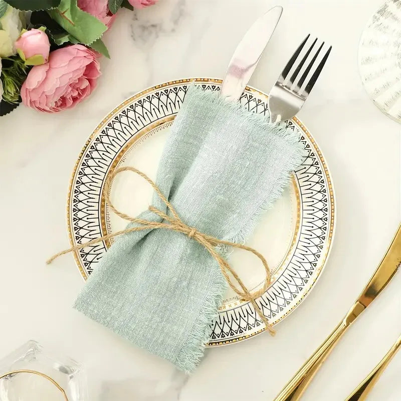 Cotton Fringed Napkins for Weddings, Dinners & Events | 32×32cm