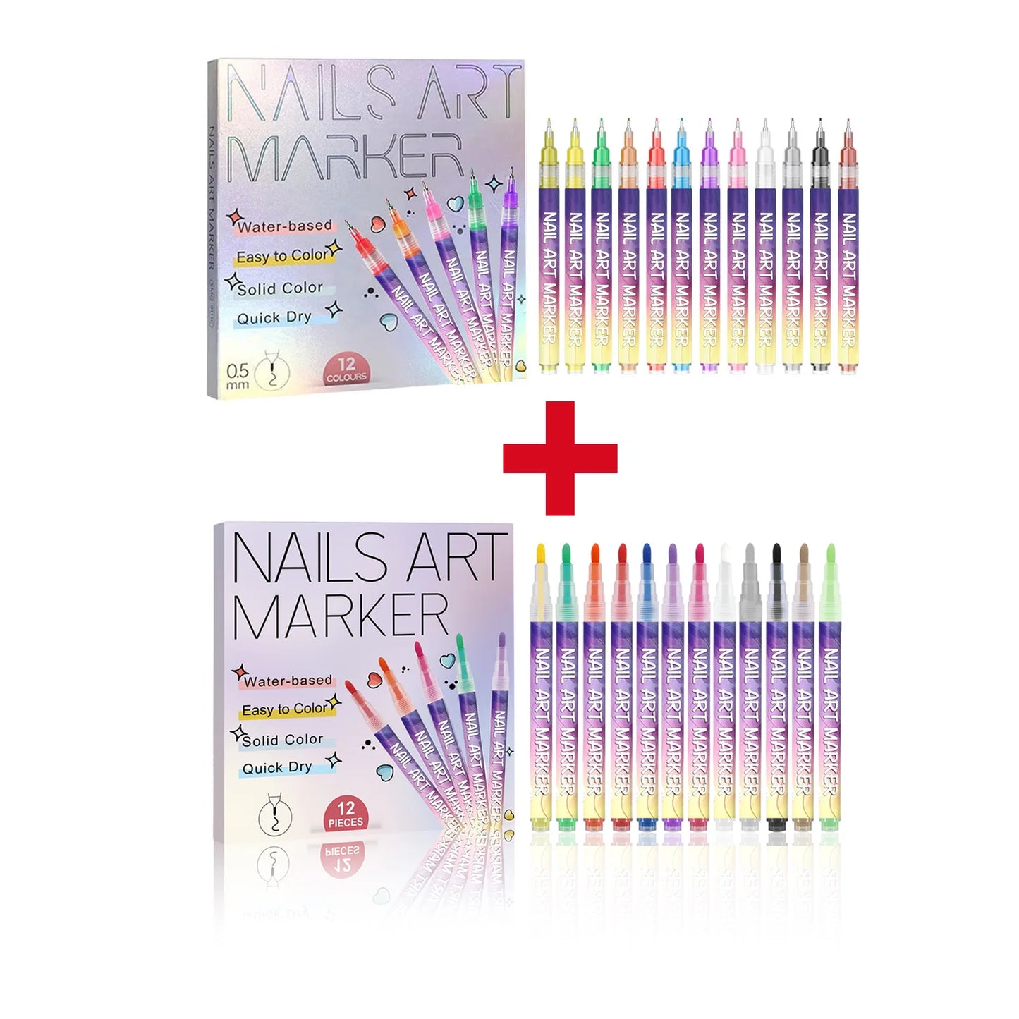 12-Piece Nail Art Graffiti Pen Set – Multi-Color Fine Line DIY Peaceful Pleasures Health and Wellness A and B