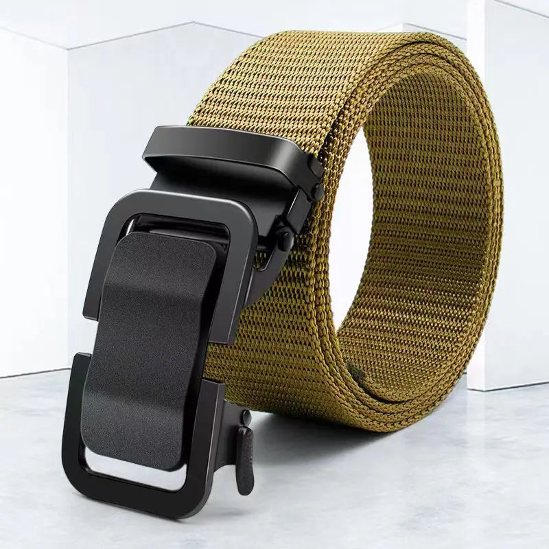 Men's Tactical Nylon Belt | Auto Buckle | Casual Black Belt