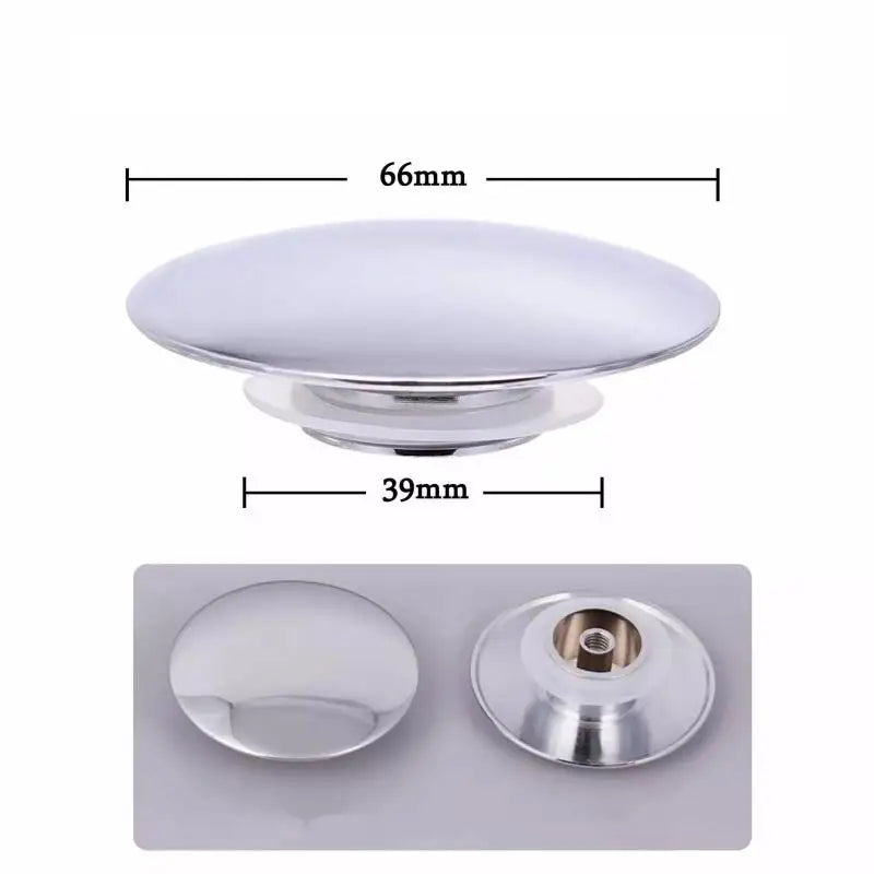 66mm PopUp Cap Click Clack Push Button Replacement Part Silver Chrome Basin Waste Sink Plug For Bathroom Sink Drain Stopper Peaceful Pleasures Health and Wellness A2